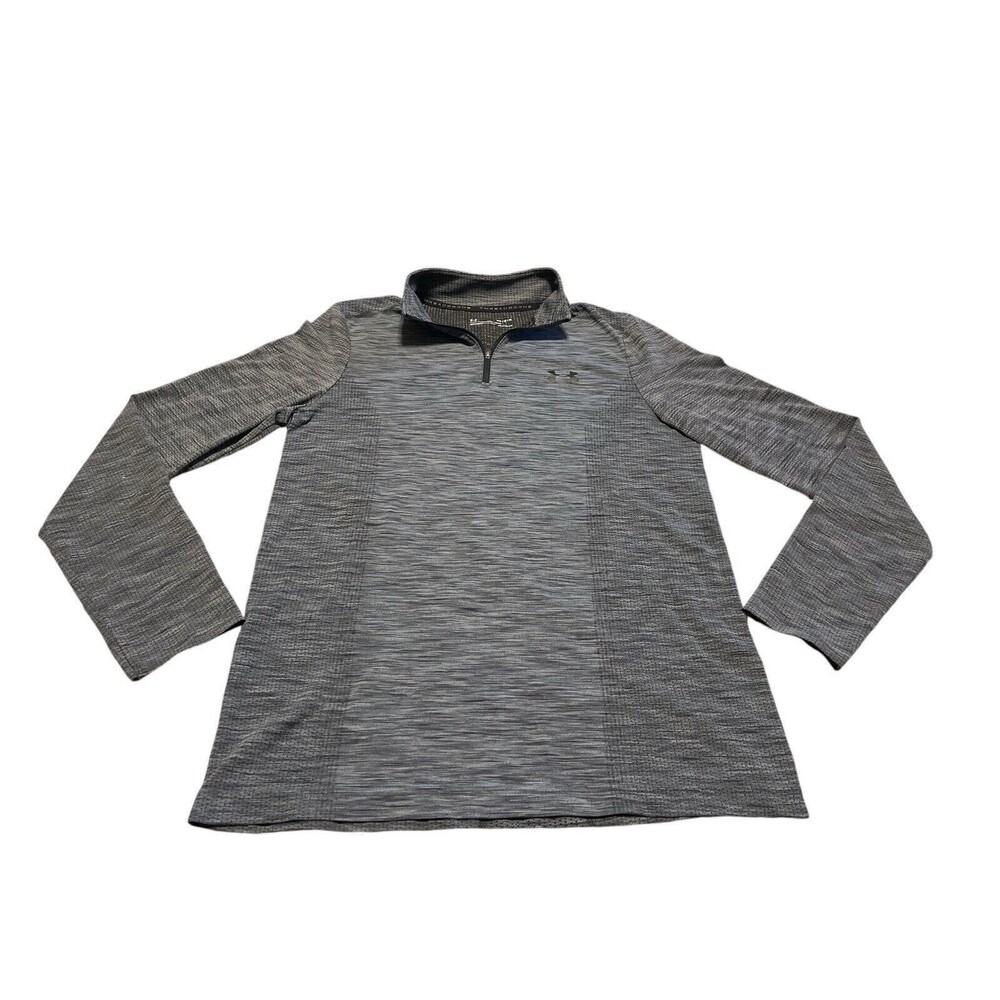 Under Armour Shirt 1/4 Zip Pullover Mens Medium Gray Fitted Heat Gear Threadborn